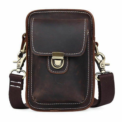 Men's New Rustic Leather Waist Bag Fanny Pack Belt Bag Pouch Small Shoulder Bag