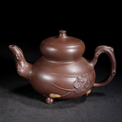 Vintage Chinese Yixing Purple Clay Teapot Zisha Ceremony Exquisite Gourd Teaware