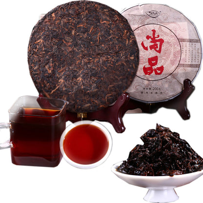 200g Pu erh Cooked Tea Yunnan Brown High Mountain Ecological Ripe Puer Tea Cake