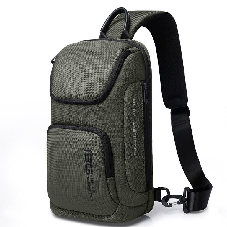 BANGE Men's USB Oxford Crossbody Bag Waterproof Shoulder Sling Backpack Daypack