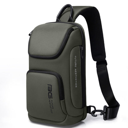 BANGE Men's USB Oxford Crossbody Bag Waterproof Shoulder Sling Backpack Daypack