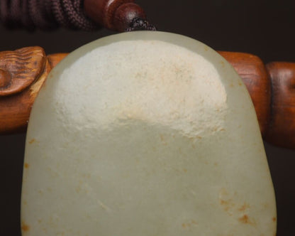 Chinese Natural Hetian Jade Carving Laughing Buddha Statue Luck Pendant Jewelry