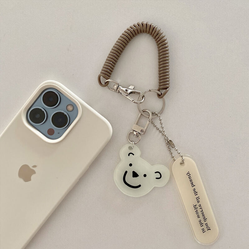 Girl's Little Bear Key Chain Anti-Loss Spring Rope Pendant Bag Accessories