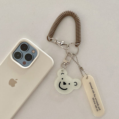 Girl's Little Bear Key Chain Anti-Loss Spring Rope Pendant Bag Accessories