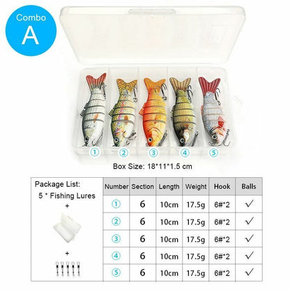 5Pcs/Set Sinking Wobblers Crankbaits Fishing Kit Artificial Hard Lures Swimbaits