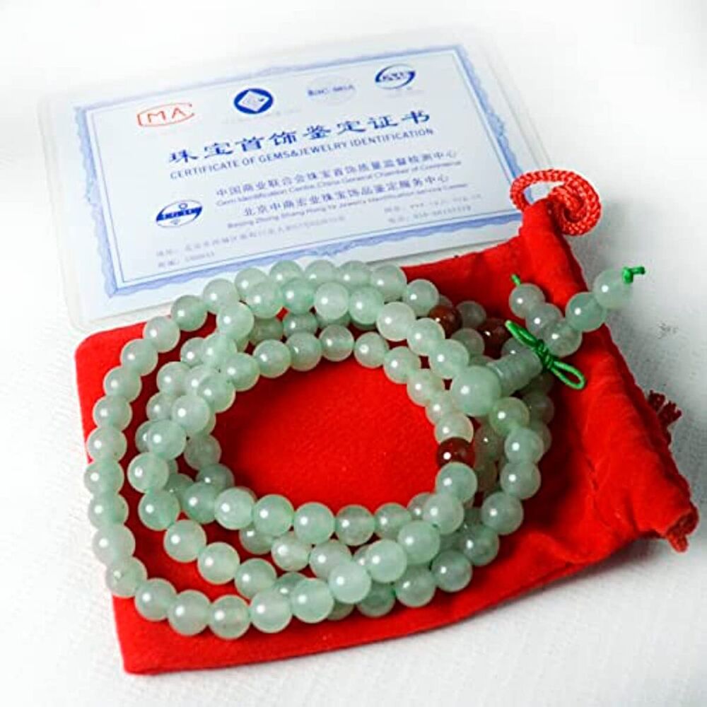 6mm Jade Stone Beads Bracelet Certificate a Link Wrist Elastic Hand String