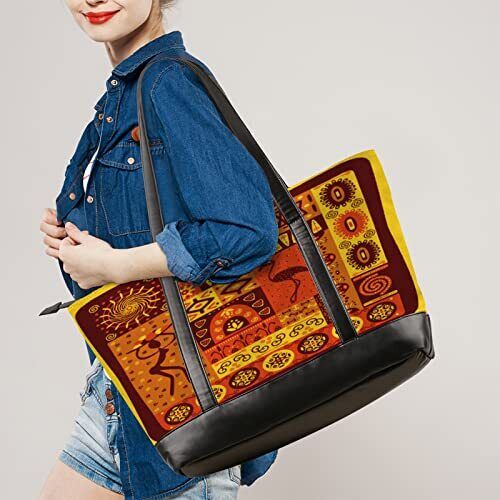 Laptop Tote Bag for Women 15.6 inch African Print Large Capacity Multi