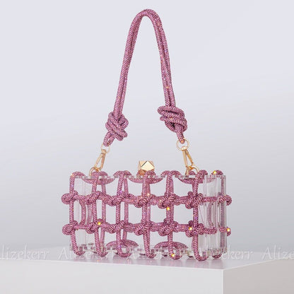 Clutch Bags Women Woven Rope Rhinestone Purses And Handbags Wedding Party