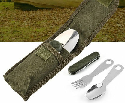 3pcs/set Multi Tool Portable Picnic Outdoor Camping Spoon Spork Fork Knife Steel
