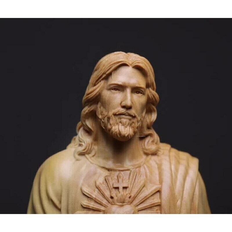 Home Decoration Religious Solid Wood Carving Wood Carving Jesus Statue