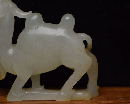 Chinese Natural Hetian Jade Carved Sculpture Exquisite Camel Statue Figurine Art