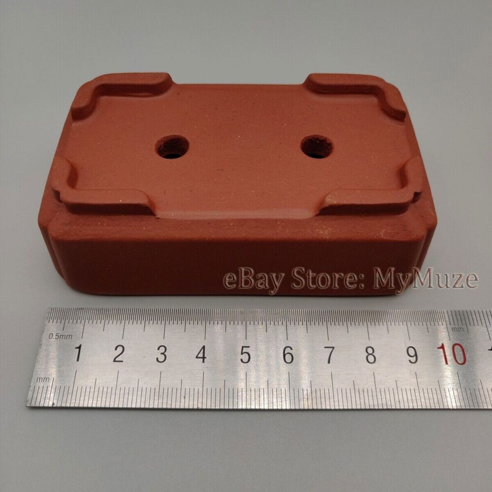 Red Chinese Yixing Rectangular Zisha Mame Shohin Bonsai Pot 9.5x5.5x3cm