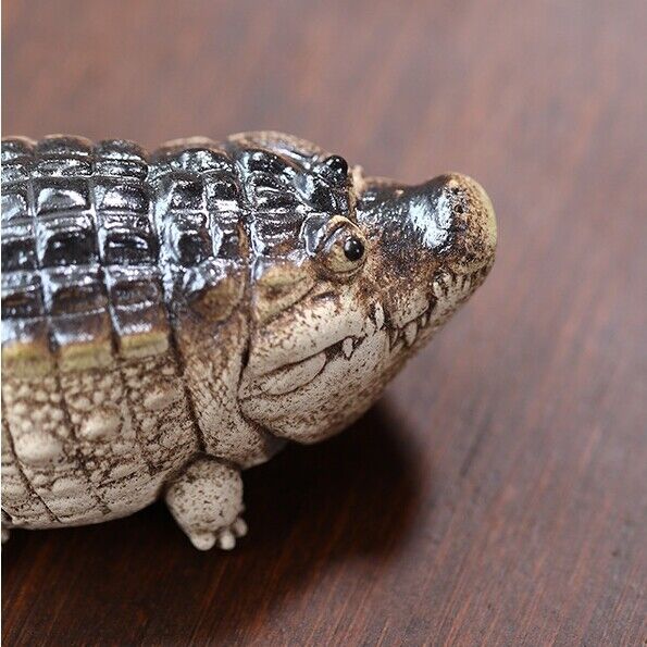 Alligator Statue Small Size Handmade Ornament Yixing Zisha Purple Clay Tea Pet