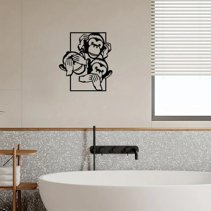 Three Big Mouth Monkeys Metal Wall Decor, Modern Wall Decor Bedroom Decor