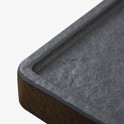 weighted tea tray water draining tea table rectangle black stone tea boat China
