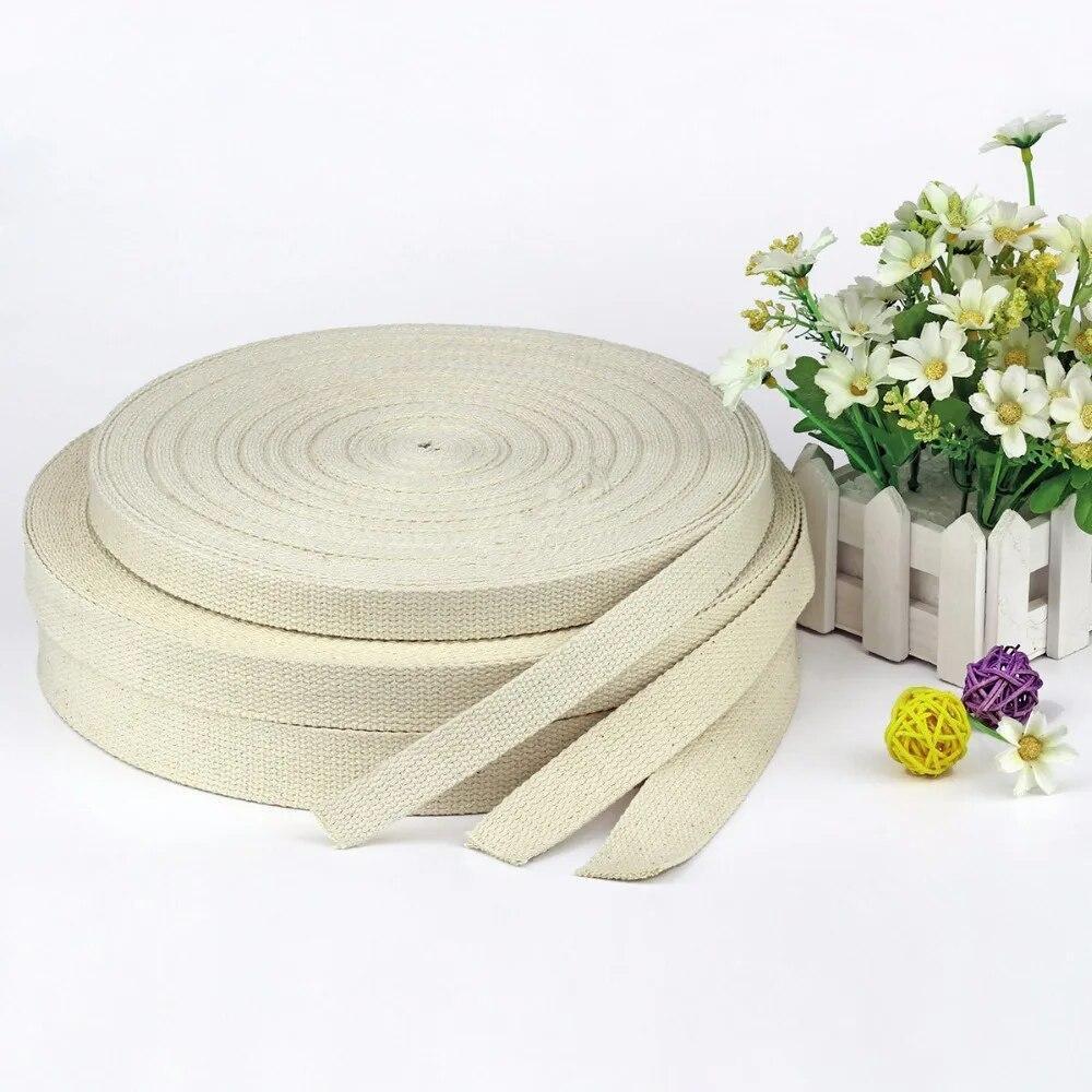 Cotton Webbing Natural Color Canvas Ribbon for Bag Strap Belt DIY Sewing Clothes