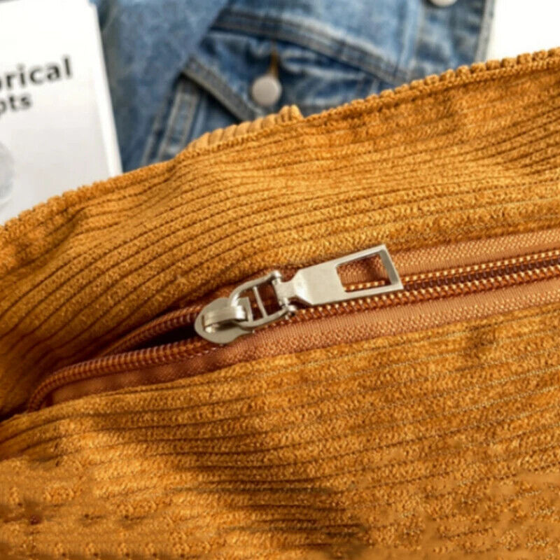 Corduroy Shoulder Bag Simple Handbag Leisure Student Side Bags for Woman