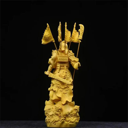Chinese Statue Five Banners Guan Yu God Wealth Home Living Room Ornament Decor