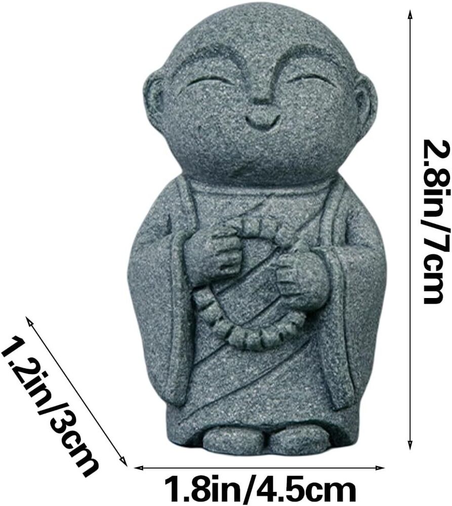 Handmade Praying Japanese Buddha Feng Shui Statue Sandstone Miniature Figurine