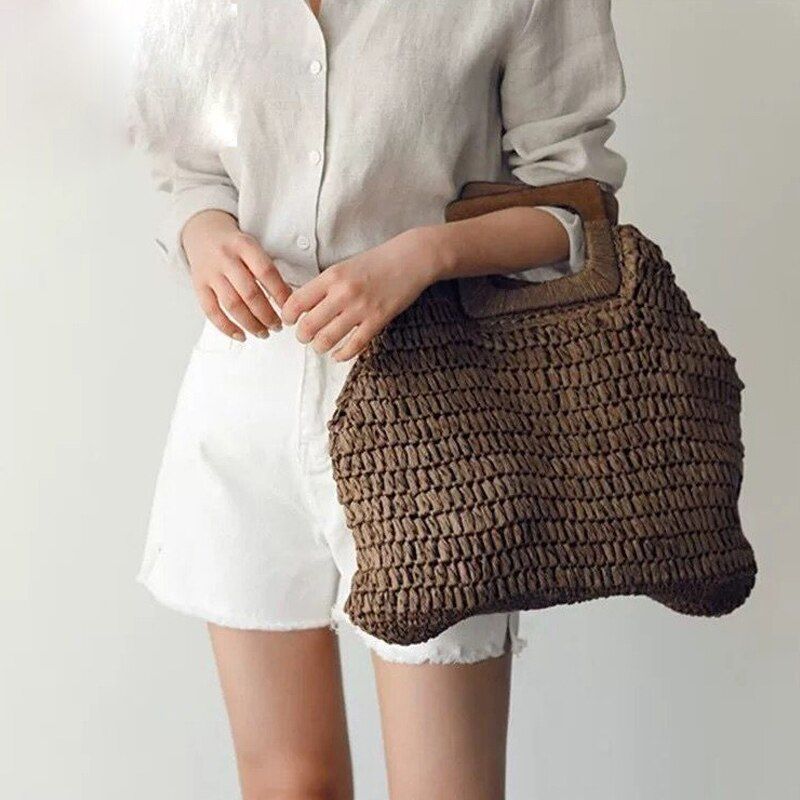 Fashion Bag Summer Beach Bag Large Handbag Handmade Straw Bag Rattan Travel Tote