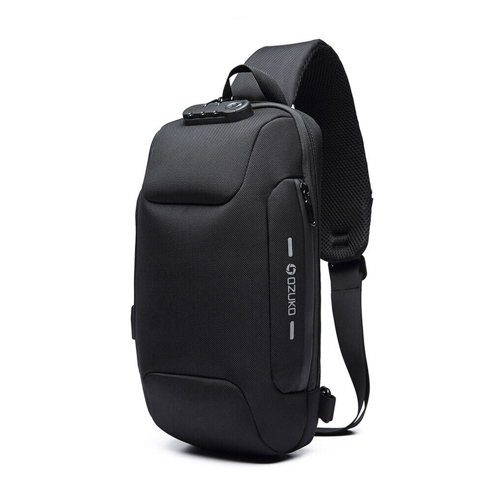 Comb. Lock Charging Port Water Resistant Chest Pack Sling Bag One Strap Backpack