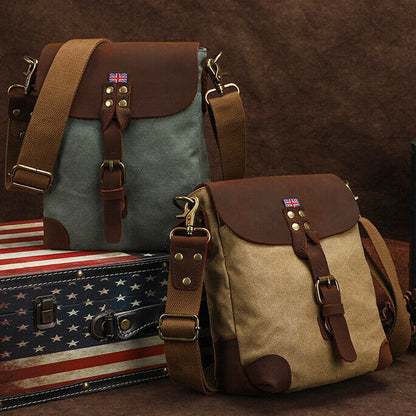 Men's Canvas&Leather Shoulder/Messenger Bags 8 inches Business Casual Daypack