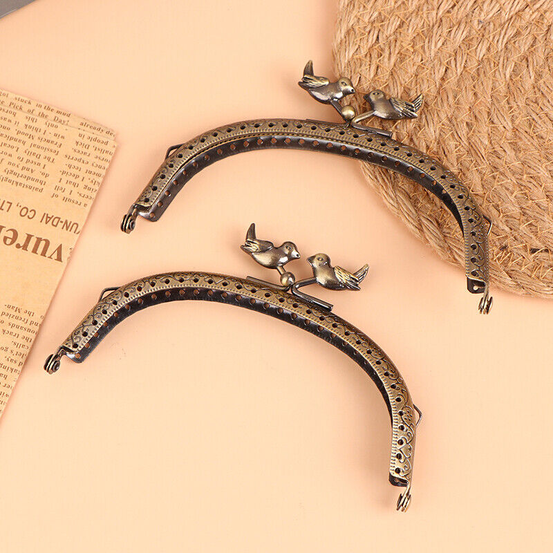 1Pc 12.5cm Bird Head Embossed Antique Bronze Metal Purse Frame Bag Kiss Clasp