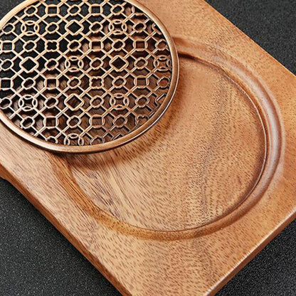 Durable Chinese Square Walnut Wood Tea Mat Coffee Cup Pad Tray Heat Resistant