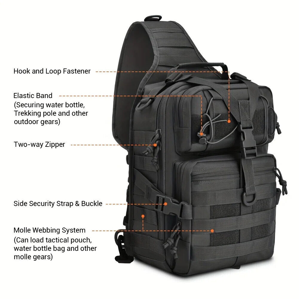 Tactical Backpack Chest Bag Waterproof Rucksack Bag for Outdoor Hiking Camping