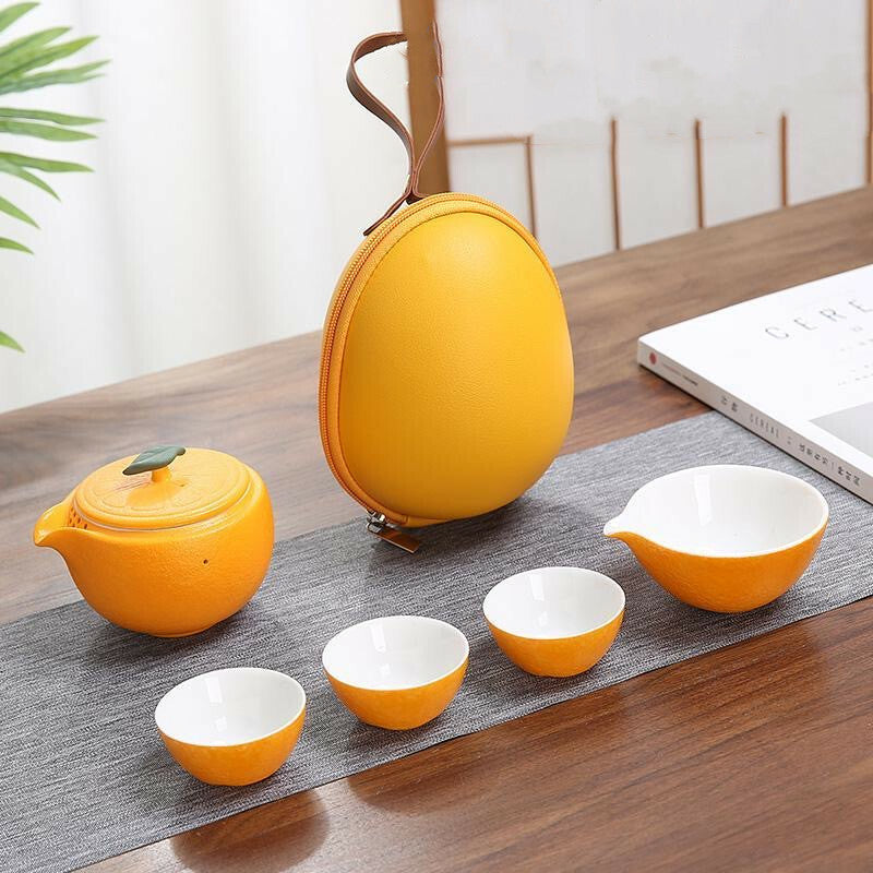 Creative Tea Cup Teapot Set Ceramic Portable Travel Tea Set Tea Ceremony Decor