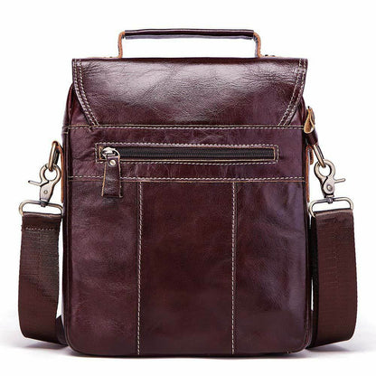 100% Genuine Leather Men's Sling Shoulder/Messenger Bag Double Zipper 8" Handbag