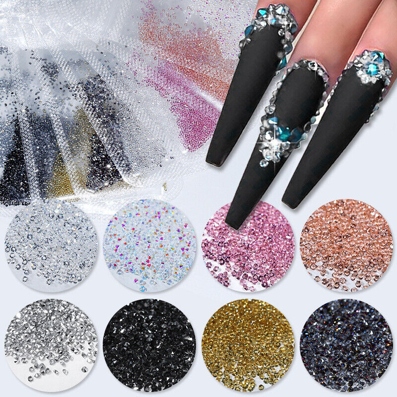 1440pc/bag Crystal AB Gold 3D Flat Back Crystal Nail Art Rhinestones Decoration