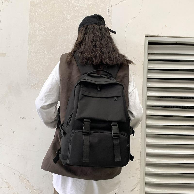 2022 New Black Backpack Unisex Oxford School Bag Women Men Bagpack Bag