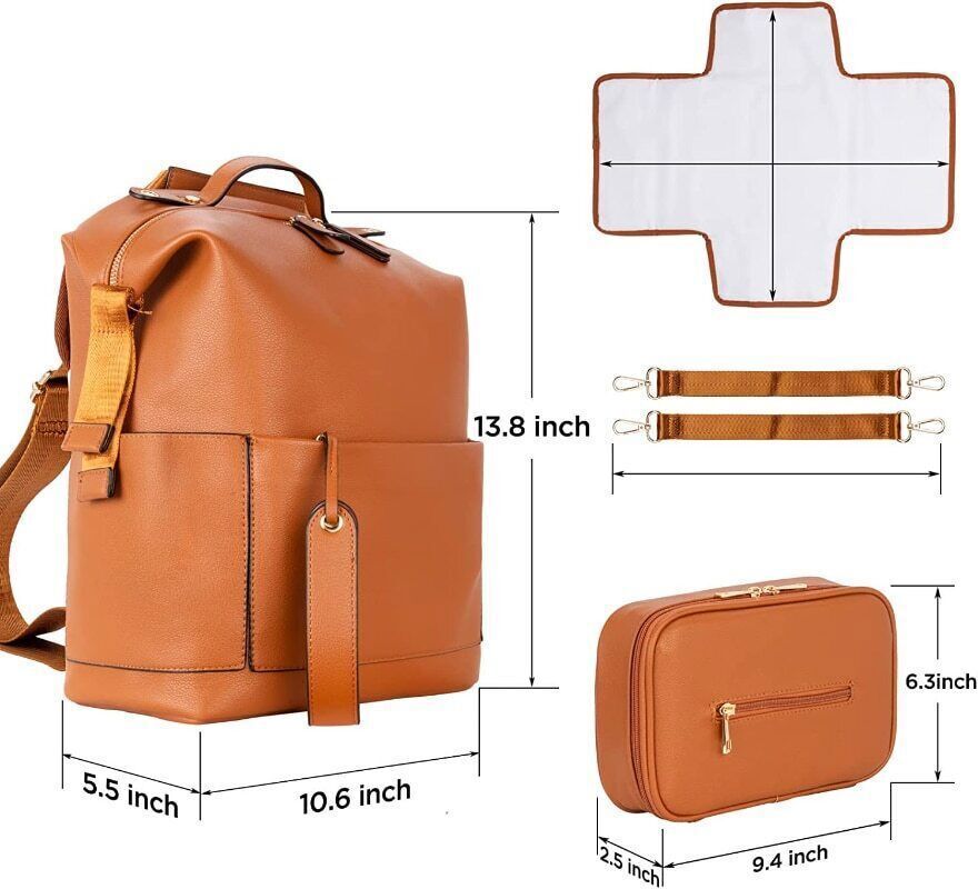 Types PU Leather Bag Backpack Mom Baby Bag Changing Pad Mom Baby Nursing
