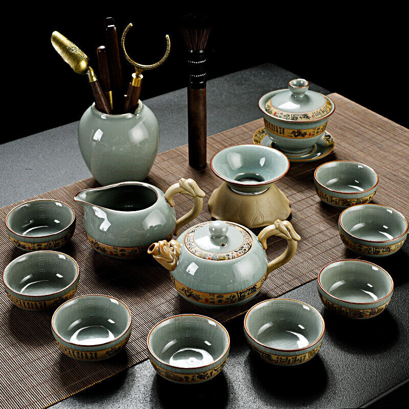 Complete Tea Set Porcelain Tea Pot Gaiwan Tureen Pitcher Chadao Canister Tea Cup