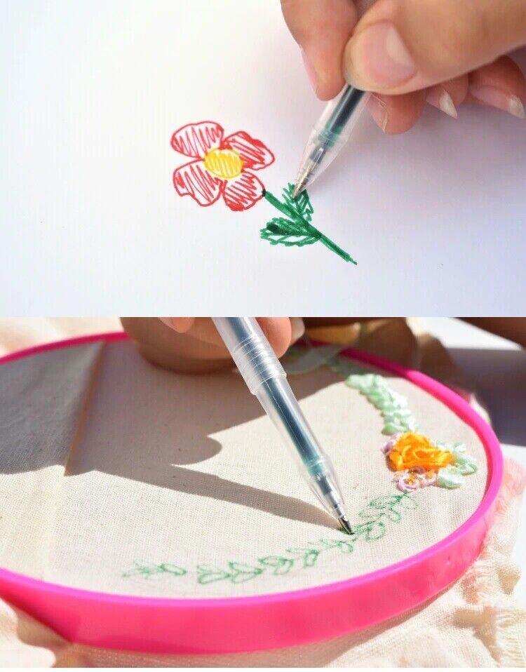 40Pcs Water Erasable Pen Soluble Disappearing Fabric Marker Refills With Storage