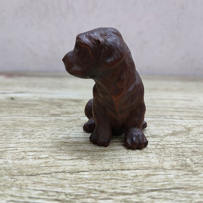 vintage chinese carved wood Faithful dog statue wooden Boxwood pet gift souvenir