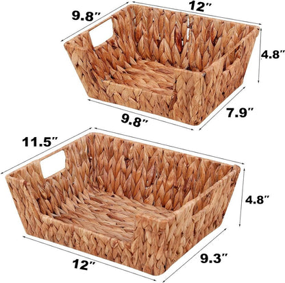 Handwoven Storage Baskets Natural Water Hyacinth Kitchen Bathroom Decoration