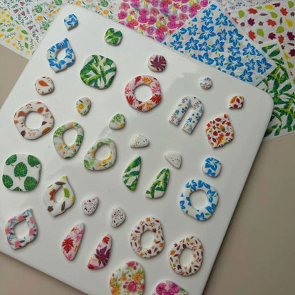 Pottery Clay Transfer Paper Watercolor Art Flower DIY Earring Sticker 9.5x13.5cm