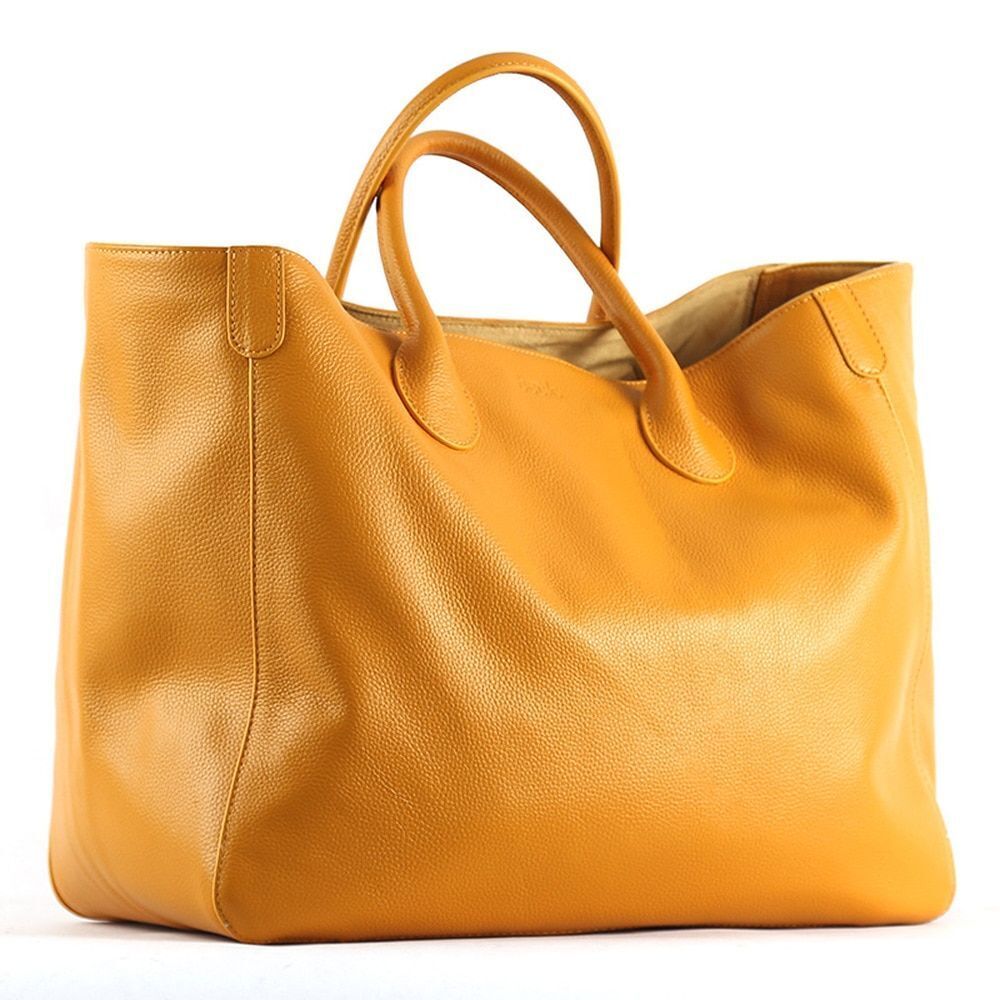 Oversized Tote Bag Genuine Leather Handbag Purse Brown Large Shopper Bag Travel