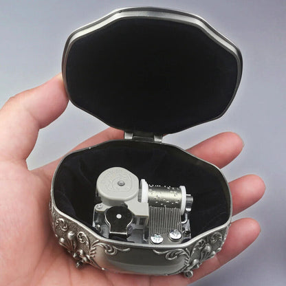 Music Box Emboss Alloy Metal Wind Up Sankyo Movements Hand Cranked Musical Boxes