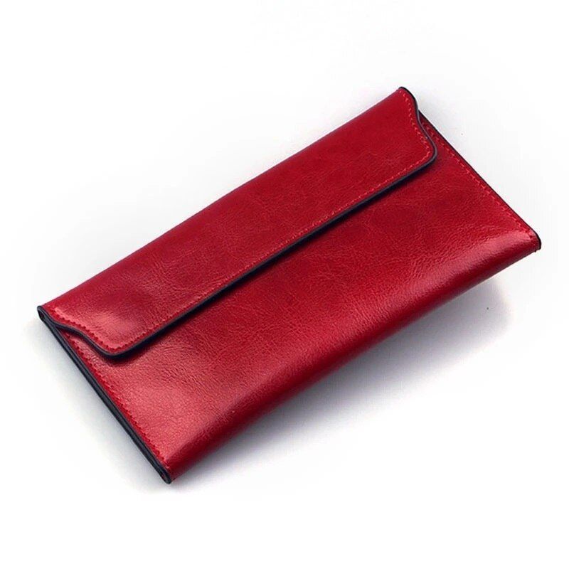 Leather Women Wallet Long Thin Purse Cowhide Multiple Cards Holder Clutch Bags