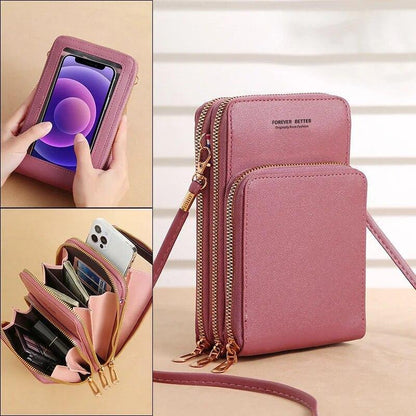 Women Touch Screen RFID Crossbody Cell Phone Bag Wallet Pouch Shoulder Purse
