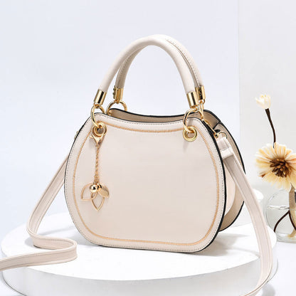 Leather Saddle Bag White Handbags Women Shoulder Messenger Bag Tote