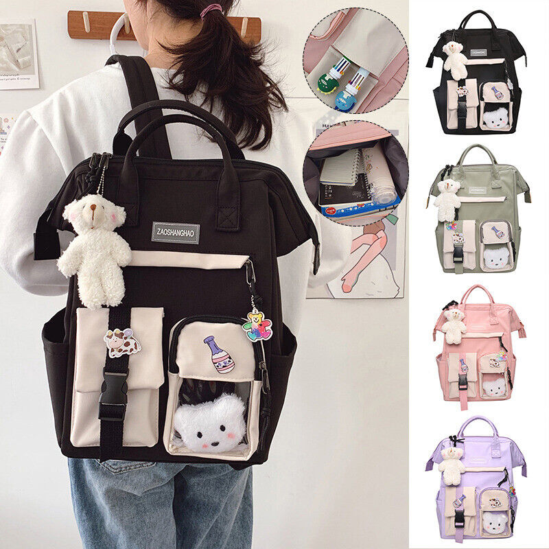 Large Teens Nylon Backpacks College School Bag Teenage Girl Cute Travel Rucksack