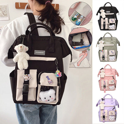 Large Teens Nylon Backpacks College School Bag Teenage Girl Cute Travel Rucksack