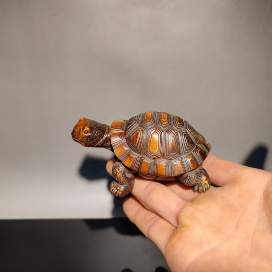 vintage wooden Carved wood carving god of longevity Turtle statue Home decor art