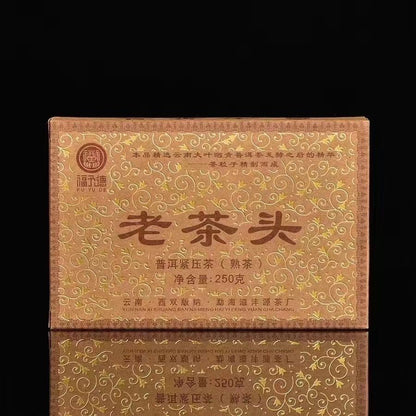 250g Menghai Dayi LaoChaTou Tea Pu-erh Ripe Puer Brick Ancient Tree Lao Cha Tou