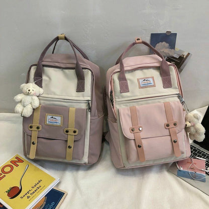 Backpack Women Large Capacity School Tote Rucksack Girls Patchwork Laptop Travel
