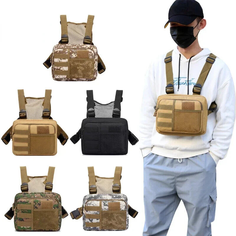 Tactical Combat Chest Rig Bag Front Pouch Recon Kit Pack Oxford Protective Vest